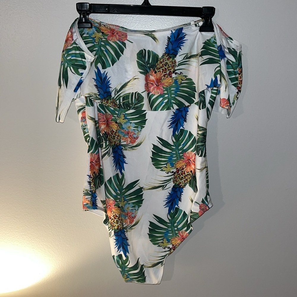 Floral print one piece swimsuit